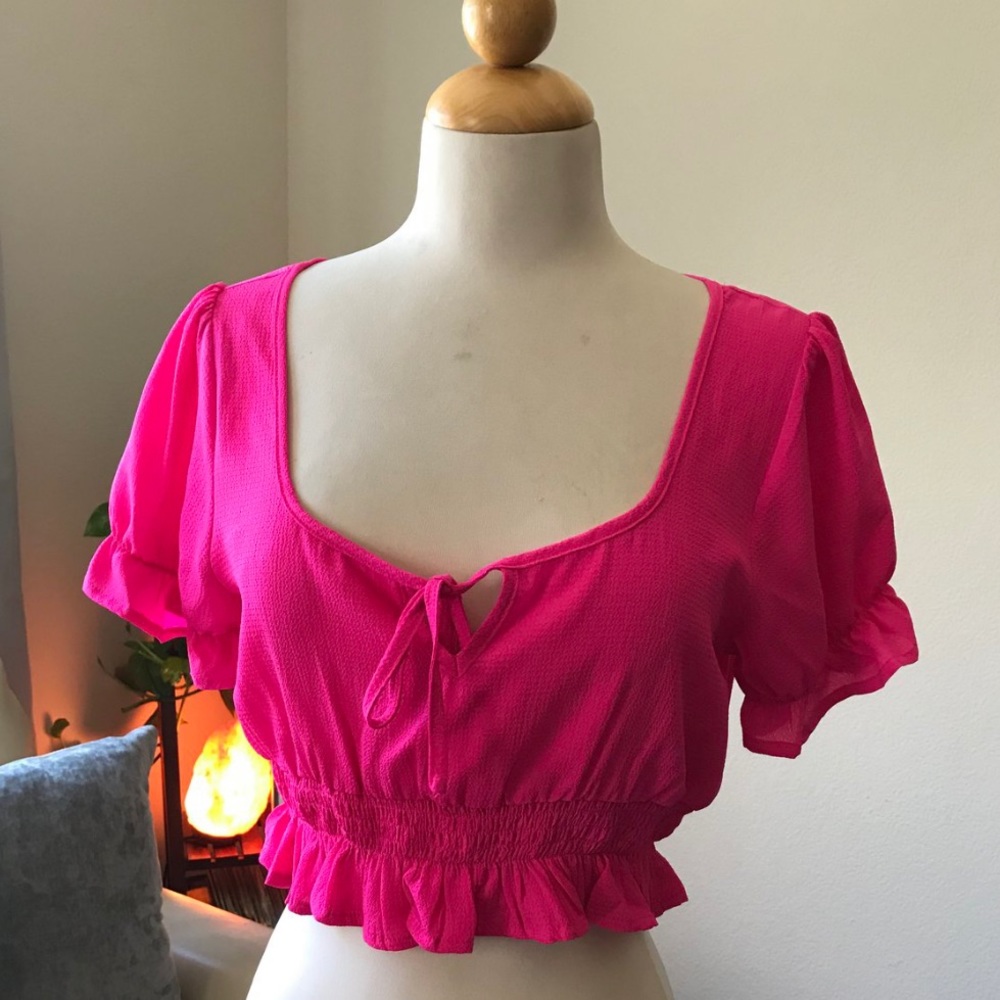 Pink peasant blouse